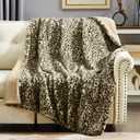 DREAMNINE Luxury Brown Leopard Print Faux Rabbit Fur Blanket for Couch 50" x 60", Decorative Soft Cozy Fluffy Cheetah Microfiber Blankets, Warm Blanket for Winter,Animal Print Thick Fuzzy Lap Blankets