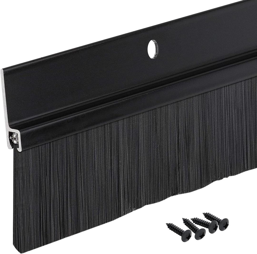 Brush Sweep Door Sweep with Black 1 1/2" Brush (Black, 3 FT)