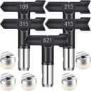 Spray Nozzle Spray tip Reversible Spray Tips Airless Paint Sprayer Nozzle Tips Airless Paint Spray Machine Parts for Homes Buildings Garden Decks Fences (5 Pieces - 109, 213, 315, 413, 621)