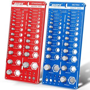 68 Nut and Bolt Thread Checker Standard and Metric, Screw Size and Thread Gauge with 26 SAE & 26 Metric & 16 Drill Bit Gauge, Bolt and Nut Identifier Gauge Bolt Size Finder for Quickly Identify