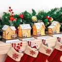 4 Pack Christmas Stocking Holders for Mantle, Wood Room Hangers With Lights, House Xmas Hanging Hooks for Fireplace Tables, Weighted Hook Christmas Decorations