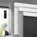 Motorized Blinds with Remote, [Free Solar Panels] Cordless Smart Blinds with Valance Cover, Blackout Electric Blinds with Remote Control, Automatic Roller Shades for Windows Light Black 34" W x 72" H