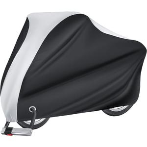 Puroma Bike Cover for 1 bike, Outdoor Waterproof Bicycle Covers Rain Sun UV Dust Wind Proof with Lock Hole for Mountain Road Electric Bike (Black & Silver) (79'' L x 28'' W x 43'' H)