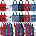 Kacctyen 24 Pack Spider Party Favor Gift Bags Non Woven Reusable Goody Treat Bags with Handles Spider Web Themed Birthday Party Supplies, 6 Styles