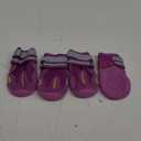 QUMY Dog Shoes for Large Dogs, Medium Dog Boots & Paw Protectors for Winter Snowy Day, Summer Hot Pavement, Waterproof in Rainy Weather, Outdoor Walking, Indoor Hardfloors Anti Slip Sole Purple Size 5