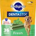 Pedigree Dentastix Dog Dental Treats, Large Breed Dog Treats, Fresh Flavor, 1.87 lb. Bag (36 Treats Total) (EXP 07/04/26)
