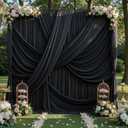 50ft12ft Black Backdrop Curtain for Wedding Parties, 10 Panels Wrinkle Free Polyester Photo Backdrop Drapes Back Drop Cloth for Birthday Photography Background