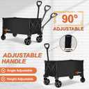 CUMNTQ Wagons Carts Foldable, 350lbs Weight Capacity Collapsible Wagon with All-Terrain Wheels, Grocery Cart on Wheels for Shopping Camping Garden Sports Beach, Black