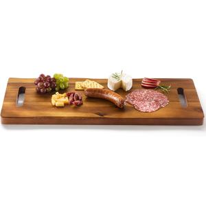 TIDITA 24" Large Acacia Wood Charcuterie Board with Handles - Extra Long Wooden Serving Cheese Boards - Rectangular Serving Platter for Meat Steak, Cracker Appetizers, Fruit Decorative Display
