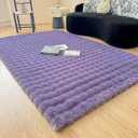 Pink White Rabbit Plush Area Rug for Bedroom Living Room Sofa,5'X8' Faux Fur Fluffy Shaggy Rectangular Square Rug for Kids Teen Girls Room,Furry Carpet Rug for Nursery Baby Room Decor for Teenage