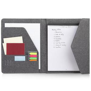 Paper Junkie Binder Organizer - 10 x 12.5 in, Gray Polyester - Resume Portfolio Folder - Zipper Binder Business Card Pockets