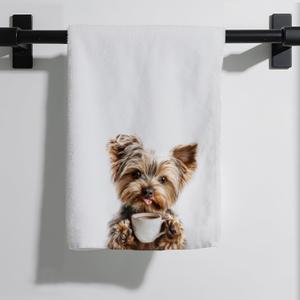 Funny Yorkie Gifts Kitchen Towels, Yorkie Coffee Microfiber Dish Tea Towel for Kitchen Decor, Funny Yorkie Bar Decor, 16x24 Inch