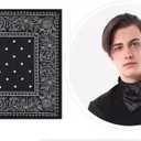 ANDANTINO 100% Mulberry Silk Scarf -21 Lightweight Square Neckerchief  Breathable Digital Printed Scarves with Gift Packed (Star-black)