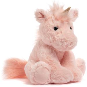 Pink Unicorn Stuffed Animal 10 Fluffy Plush Unicorn with Gold Sparkly Horn for Girls