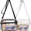 PACKISM Clear Bag for Stadium Events - Clear Purses for Women Stadium Crossbody Concert Bag for Game Day, Sports, Festival (2 Pack Black & White)