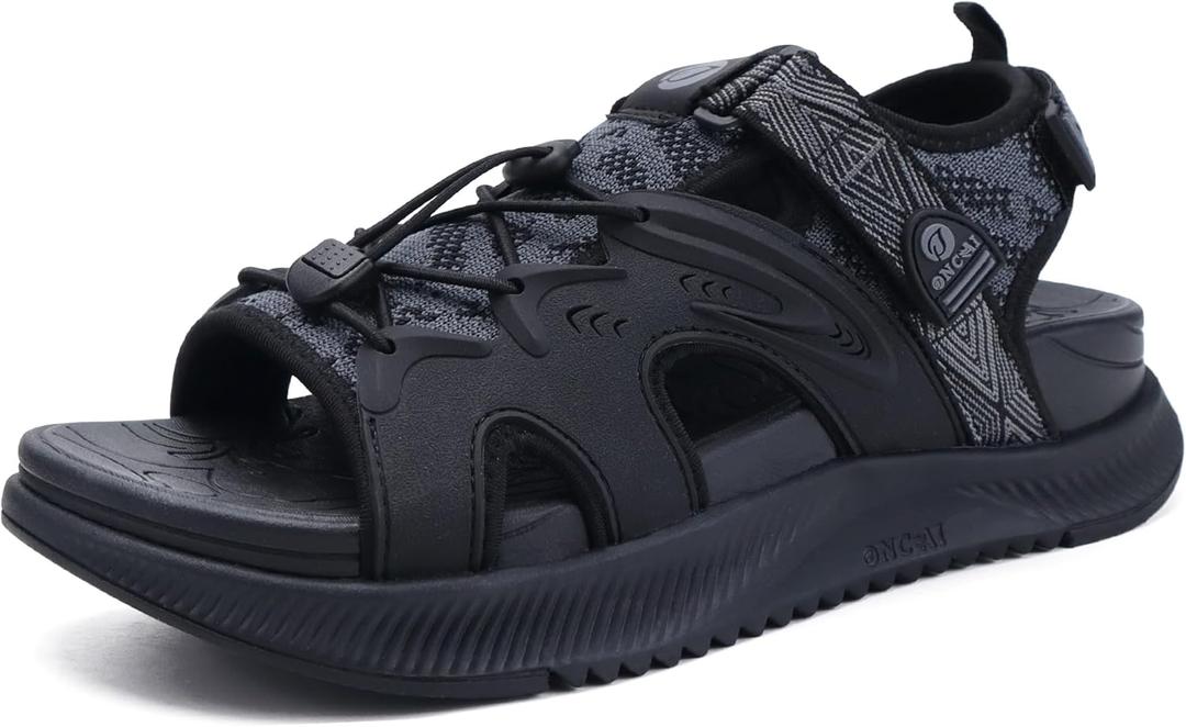 ONCAI Walking Sandals for Women,Sport Athletic Hiking Sandals With Arch Support Orthotic Outdoor Footbed for Plantar Fasciitis, Sandalias Mujer with Adjustable Straps (US Size 6-12) (7.5, Black)