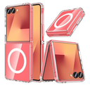 Hensinple for Samsung Galaxy Z Flip 7 Case,Z Flip 7 Case [Built-in Screen Protector] [Compatible with MagSafe] Transparent Magnetic Shockproof Clear Back Slim Fit Protective Rugged Phone Cover(Clear)