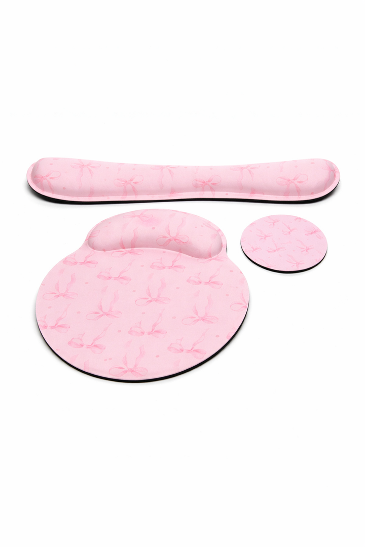 Pink Ergonomic Mouse Pad & Keyboard Wrist Rest Set – Memory Foam Support, Non-Slip Base, Comfortable Desk Accessories for Office & Home (3-Piece Set)