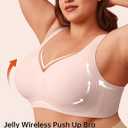 Vertvie Jelly Bras for Women Plus Size Minimizer Soft Wireless Push Up Bra Full Supportive Older Lift Back Coverage Bralette (Nude, 40DD)
