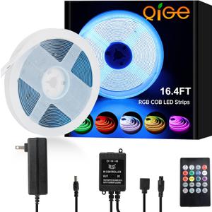 RGB COB LED Strip Lights 16.4ft,Music Sync Color Changing LED Strip Light with Remote Comtroller for Room, Bedroom,Suitable for Home Decor, Living Room, Kitchen, Home Party DIY Decoration.