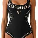 Aidonger Women's One Piece Swimsuit Tummy Control Laser Cut Out Bathing Suit Slimming Full Coverage Swimwear S