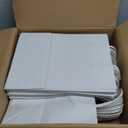 Toovip 100 Pack 8x4.75x10 Inch Medium White Kraft Paper Bags with Handles Bulk, Gift Wrap Bags for Favors Grocery Retail Party Birthday Shopping Business Goody Craft Merchandise Take Out Sacks