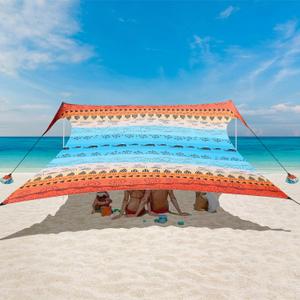 Beach Tent, Beach Canopy Sun Shade UPF 50+, Portable 10×10 FT Camping Sun Shelter with Sandbags, Poles, Ground Pegs and Anti-Wind Ropes for Outdoor, Backyard, Picnics, Sport, Fishing, 10x10 FT