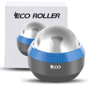 iECO Cold Massage Roller Ball - Ice Roller Ball for Muscles Deep Tissue, Cold & Heat Therapy, Plantar Fasciitis Roller (1 Count (Pack of 1), Gray+blue)