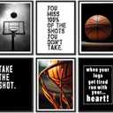 6Pcs Basketball Canvas Wall Art Inspirational Sport Theme Painting Picture Wall Decor Black White Basketball Motivational Quotes Poster Print Artwork for Teen Boys Kids Room Decor (poster, 8x10in)