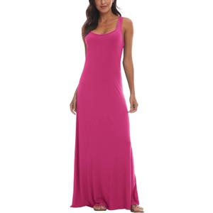 Urban CoCo Women's Scoop Neck Solid Sleeveless Summer Beach Tank Top Casual Maxi Dress (Large)