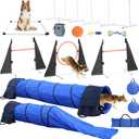 POPMOON Agility Training Equipment for Dogs,Dog Agility Equipment for Backyard&Indoor Training-Professional Backyard Course with Adjustable Jumps,Collapsible Tunnel,Storage Bags&Ball (13 PC)