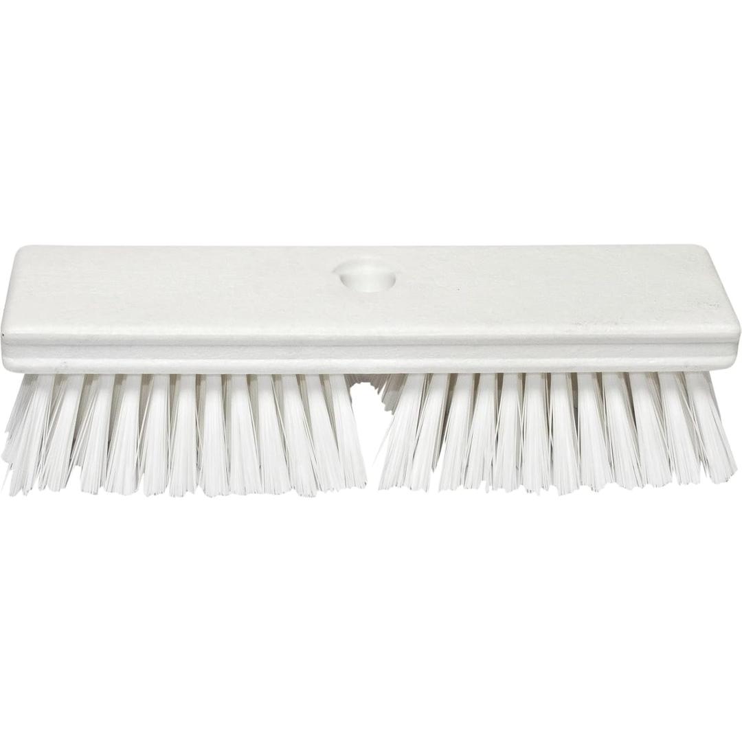 SPARTA Plastic Floor Scrub Brush, Brush Head Only, Deck Brush with ACME Standard Thread Fitting for Deck, Industrial Kitchens, and Hospitals, 10 Inches, White