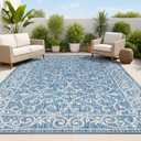 JONATHAN Y SMB106D-9 Charleston Vintage Filigree Textured Weave Indoor Outdoor Area Rug Classic Coastal Easy Cleaning Bedroom Kitchen Backyard Patio Non Shedding, 9 X 12, Navy/Gray