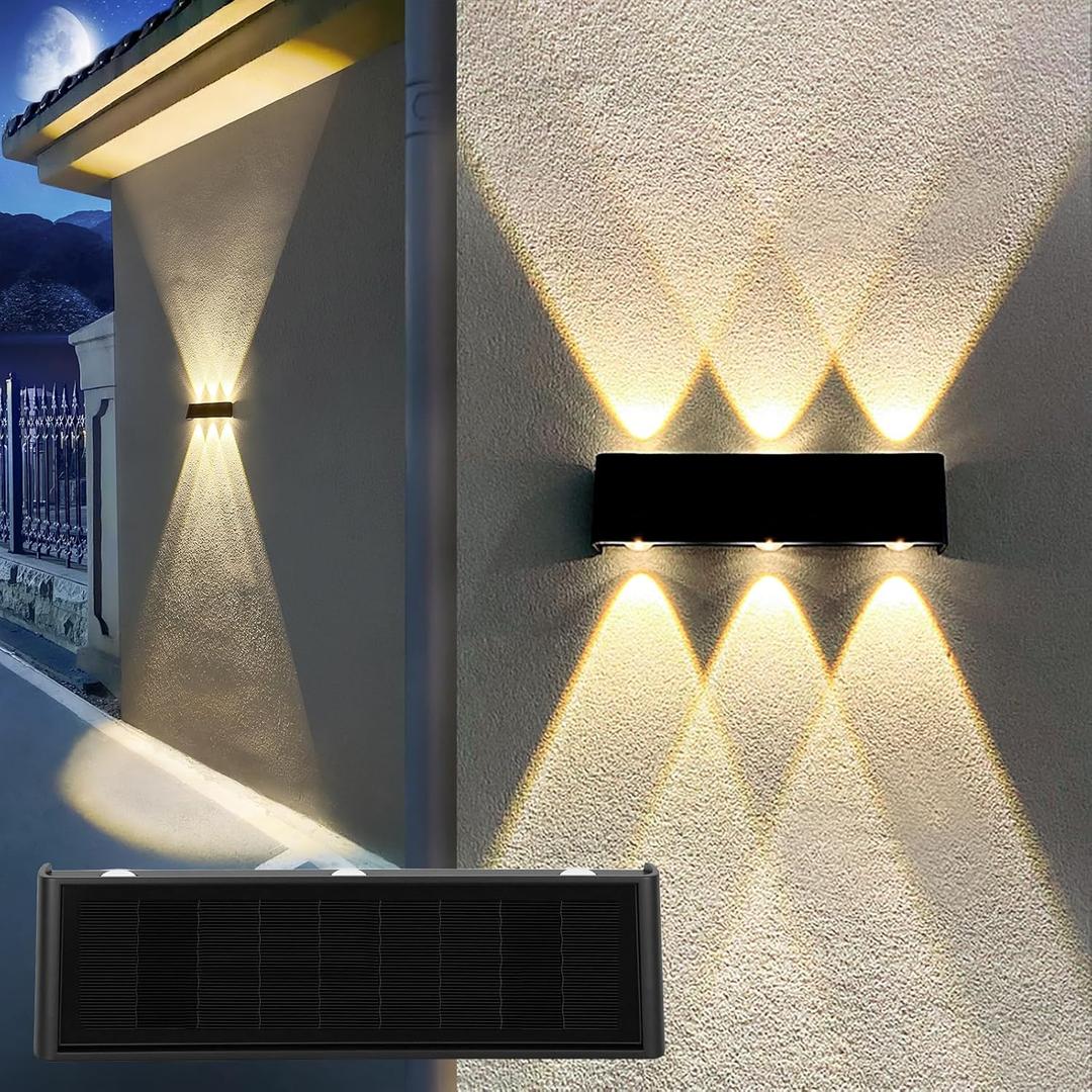Mrzxy Solar Lights Outdoor Up and Down Waterproof Aluminum Solar Sconce Dusk to Dawn 3000K Warm White for Sign, Yard, Outside, House, Wall (1 Pack)