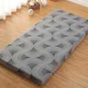 Japanese Floor Mattress,3.5" Thicken Futon Mattress Tatami Mat Twin | with Non-Slip Bottom,Removable Washable Cover,Foldable Mattress Tatami Mat Sleeping Pad,Grey Geometric,(80x36)
