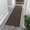 Ottomanson 2'7" x 6' Hallway Runner with Scraper Pile - Extra Durable Non-Slip Rug Mat for Indoor & Outdoor Use - Ideal for Kitchen, Entryway & Garage - High-Traffic Carpet, Brown