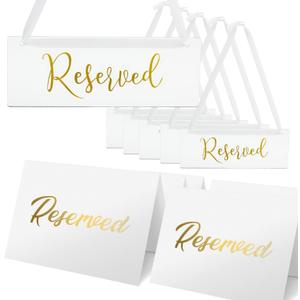 Reserved Seating Signs 6Pcs with Reserved Table Signs 10Pcs  Modern and Elegant Gold Sign Holder for Restaurant Table, Wedding Reception, Ceremony  Durable Reserve Signs for Tables and Chairs