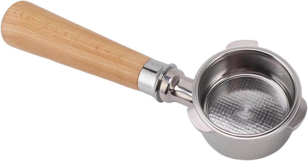 3-Ear Portafilter, 51mm Durable Easy to Stainless Steel 3-Ear Portafilter Highly Adaptable Detachable for Coffee Making (A2 Style Beech)