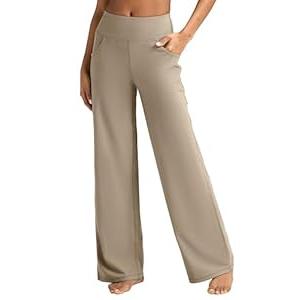 ESOFT Wide Leg Pants Women High-Waisted Yoga Work Dress Pants with Pockets, Casual Sweatpants, Petite/Regular (Medium) 