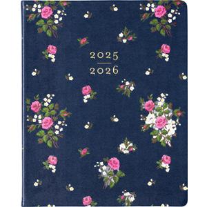 Laura Ashley 2025-2026 Large Agenda Planner, 18 Month, Monthly & Weekly Pages (8 x 10" | July 2025-Dec 2026) (Navy Roses)