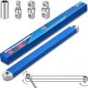 Offset Extension Wrench,15 Inch Impact Ready Socket Wrench Extender Tool Set with 1/2", 1/4" and 3/8" Square Drive Adapters, Zero Degree Ratchet Tool for Car Blue (Blue)