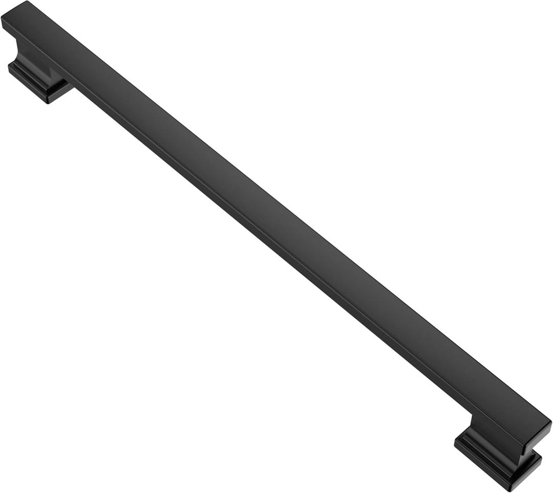 Alzassbg 5 Pack Matte Black Cabinet Pulls, 9 Inch(228.5mm) Hole Centers Kitchen Cabinet Handles for Cabinets and Drawers AL3061MB