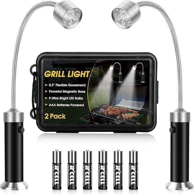 Barbecue Grill Light, BBQ Accessories for Outdoor with Magnetic Base, Mens Stocking Stuffers Grilling Gifts, 360 Degree Flexible Neck, Water Heat Resistant, Batteries Included 1