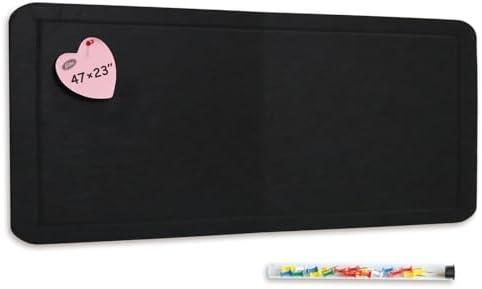 Feltor Felt Bulletin Board, 47"x23" Vision Board Contains 20 Push Pins (Random Color) School Home Wall Acoustic Panel - Black