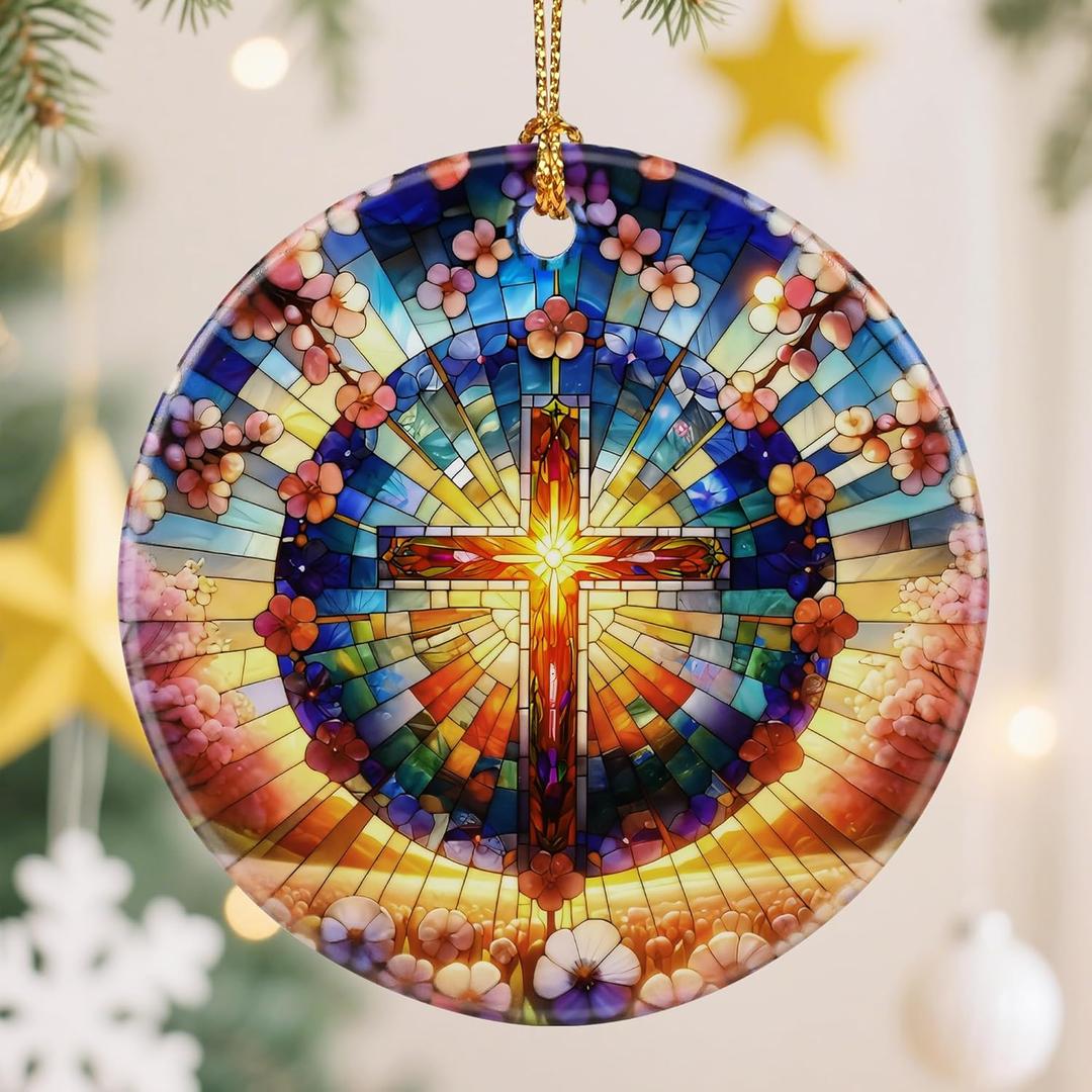 2 x Christmas Ornaments, Christian Cross Ornament, Xmas Decor, Christmas Tree Ornaments, Xmas Decorations for Tree, Holiday Ornament, Christian Gift, Religious Gifts