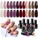 MEFA Gel Nail Polish Set, 12 Colors Fall Burgundy Red Nail Polish Set Champagne Gold Glitter Nail Polish Gel Soak Off Dark Red Purple Shimmer Nude Brown Manicure Gifts for Women Girl DIY Salon Home