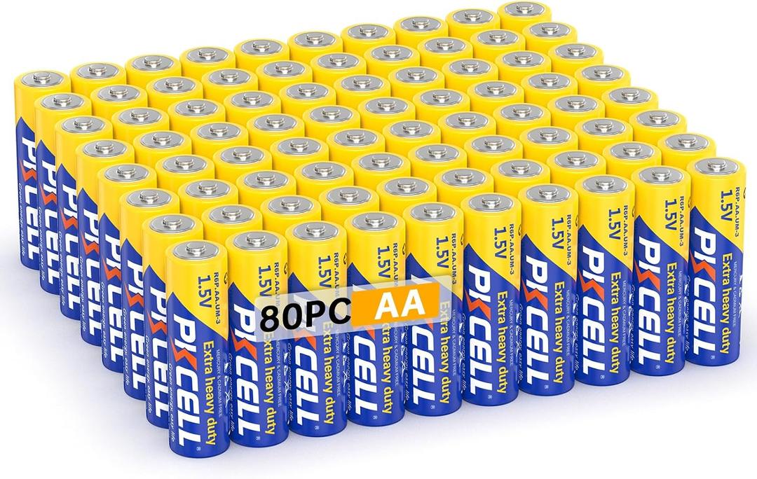 PKCELL AA Batteries 80 Pack, Double A Batteries 1.5V Carbon Zinc Heavy Duty, Double AA Battery High-Performance Leak-Resistant Design for Remote, Clock, Flashlights