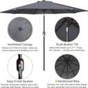 Blissun 10FT Outdoor Patio Umbrella, Outdoor Table Umbrella, Yard Umbrella, Market Umbrella with 8 Sturdy Ribs, Push Button Tilt and Crank