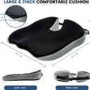 Seat Cushion for Office Chair, Wedge Car Seat Cushion, Memory Foam Truck Seat Cushion for Sciatica Tailbone Pain Relief, Long Driving, Coccyx, 17" x 17" x 5"
