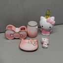 Jay Franco Hello Kitty 4 Piece Bathroom Accessories Set - Pink Resin Soap Dispenser, Toothbrush Holder, Soap Dish, Tumbler - Sanrio Kawaii Bathroom Decor